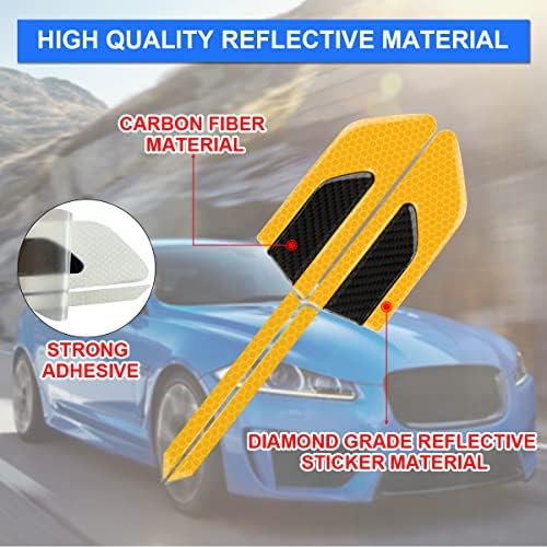 Adesivos refletivos de carro 2Pack, faixa de proteção contra aviso de segurança anti-colisão, decalques de visibilidade da noite de fibra de carbono 3D para porta de carro, filmes de acabamento anti-arranhões automáticos universal para SUV, caminhão, carro