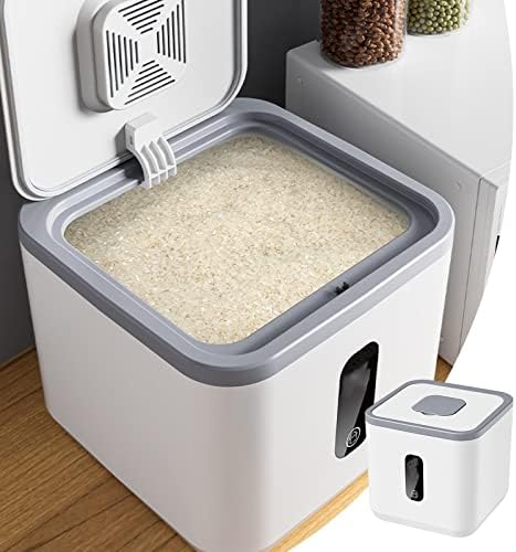 Dispensador de arroz de ar -rice bzdzmqm com capa, balde de arroz de lidra automático, recipiente de armazenamento de arroz grande