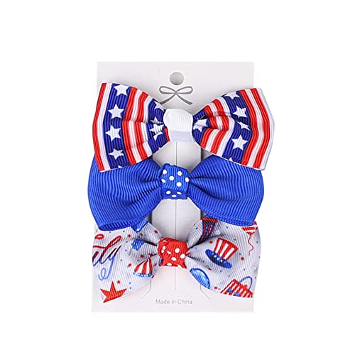 Baby Girl Bandas de cabeceira arcos de cabelo 3pcs Criança infantil Independence Day 4 de julho Imprimir estiramento