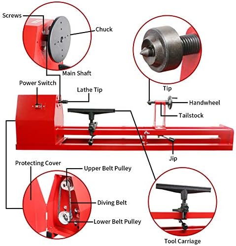 PNBO Atualizada torno de madeira 14 x 40, madeira torneira de madeira ajustável 4 velocidades 1100/1600/2300/3400rpm,