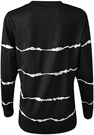 Mulher Camiseta Casual de Manga Longa Camiseta Listrada Bloco de Coloras Loue Blusa Gráfica Bloups Oversize Bloups Tops Sweatshirt