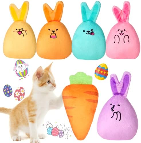 Yhomu Cat Catnip Toys, Bunny Cat Toys Interactive Rabbits Cenout com papéis de chocalhos internos da orelha, brinquedos de