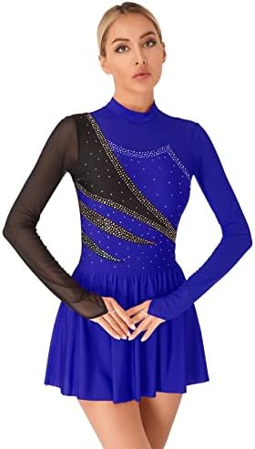 Costume de skate de Loyan Lady Figura Cutout Cutout Back Ballet Dance Letard Sleeve Competition Skirted