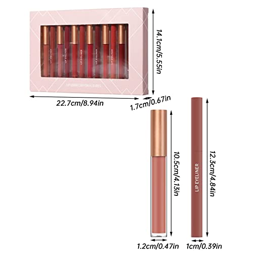 WGUST 12PCS Lip Liner e Batom Maghup Conjunto, Maquiagem de lábios lisos e lábios, lápis de revestimento lábio com apontador