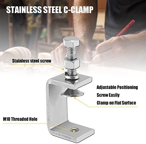 1-1/2 polegada de aço inoxidável C grampos para montagem de superfície, pinça de tigre de madeira pesada de 2pcs com grama