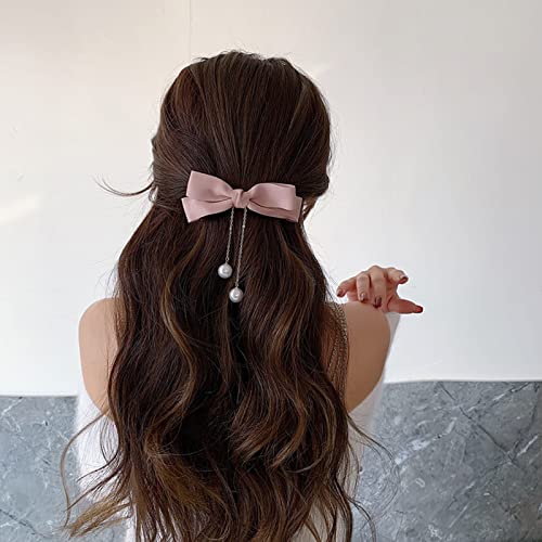 Adeifrop Bow Hair Clips, feitos à mão, com pingente de pérola, costas da cabeça, encantador clipe de cabelo, encantador, adequado para qualquer ocasião para usar