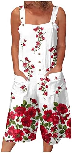 LMSXCT Feminino Principal Short Floral Prinha Floral Strapolas Longas Macacões Macacões Macacões de verão Casual Casuais Shortalls