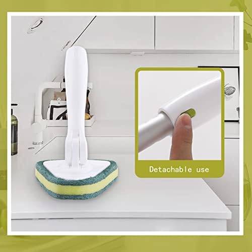 Escova de limpeza de telha da banheira com duas cabeças de escova, limpador de chuveiro de design ergonômico com alça longa,