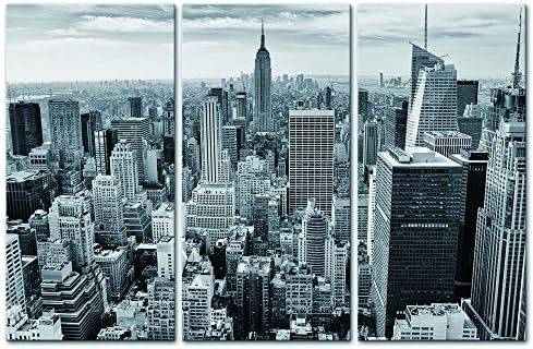 My Easy Art- New York Wall Art Decorlight Grey Blue Skyline de Estados Unidos NYC City Black and White Pictures