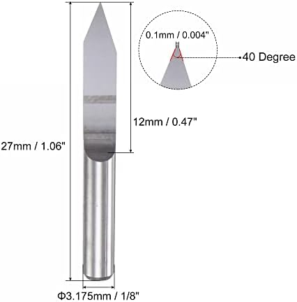 UXCELL WOOD BIT ROUTOR DE ARMAÇÃO, 1/8 3,175mm HAX 0,1mm Dica de 40 graus CUNCIDO CNC 3D CNC, para esculpir PVC PVC MDF Plastic,