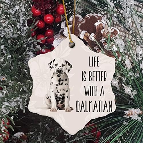 Ornamento de cerâmica Dobermann A vida é melhor com um cão de cães para cães de Natal de Natal, lembranças decorativas