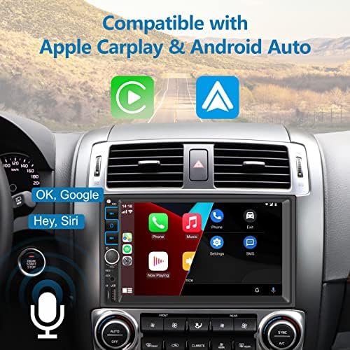 Yzkong Car estéreo compatível com CarPlay & Android Auto, Double Din Din 7 polegadas HD Touch Screen Car Radio Radio com câmera