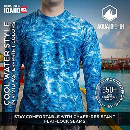 Aqua Design masculino para masculino Camisa de água de manga comprida, camisas de natação para homens