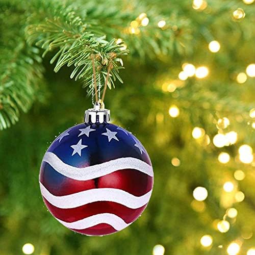 12pcs Independence Day Ball Ornament, ornamentos de árvores de Natal da bandeira americana Quarto de julho ornamentos patrióticos