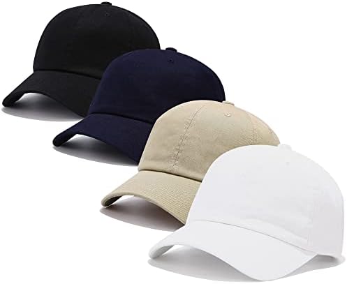 Voilipex 4 Pack Baseball Cap para homens homens de baixo perfil Capto de algodão Hat de chapéu liso ajustável