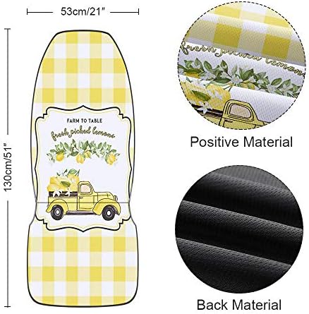 Youngkids Summer Lemon Lemon Print Car Seat Capas de 2 peças Conjunto de peças de carro frontal universal Cusho