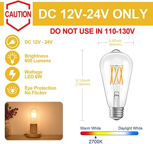 8 pacote 4W E12 Bulbo LED de 12V de 40 watts equivalente [B11] e 4 pacote 6W E26 12 volts Bulbos de Edison de 60 watts
