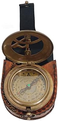 Bússola sólida bússola de relógio de sol antigo marinho náutico bússola de bolso totalmente funcional para acampar