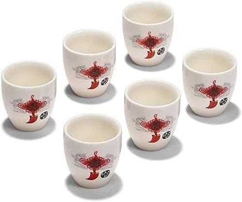 7 Peças SAKE Set, Ceramics Wine Glasses Set, design de padrão de nó chinês, para saquê frio/quente/quente/shochu/chá, melhor presente