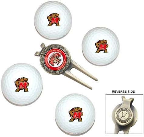 Team Golf NCAA Maryland Terrapins Tamanho do regulamento Bolas de golfe e ferramenta DIVOT com marcador magnético removível