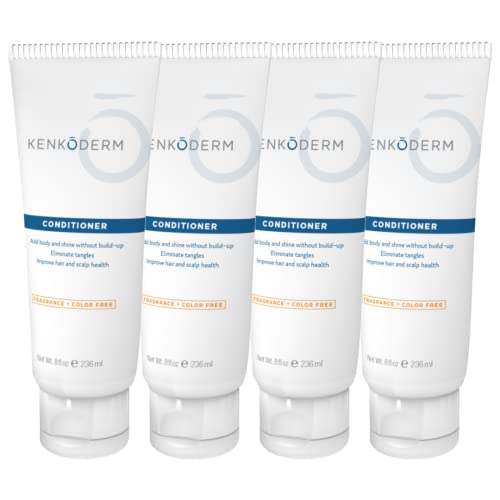Condicionador de Kenkoderm para cabelos e pele sensíveis - 8 oz | 4 tubos | Dermatologista desenvolvido | Fragrância +