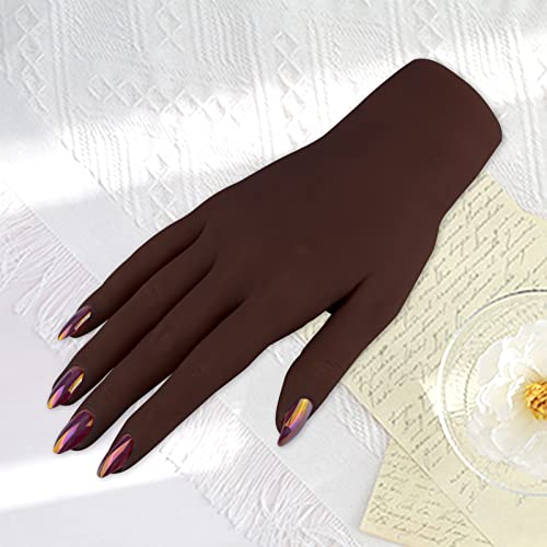 Prática da arte da unha Hand para o treinamento de manicures, treinamento de silicone dobrável para a mão direita única mão direita