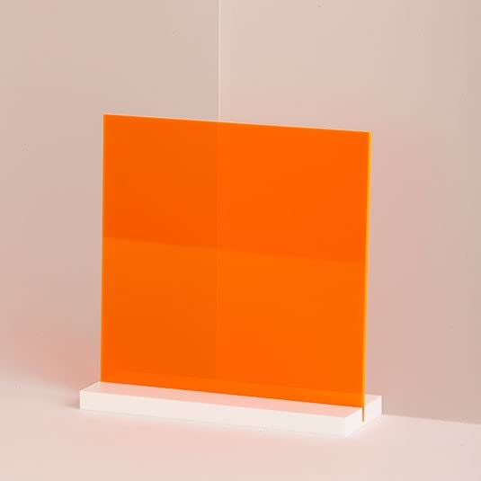 Folha de plexiglasse acrílico fluorescente de 1/4 laranja 24 x12 moldes de 6 mm de espessura de tamanho AZM Displays