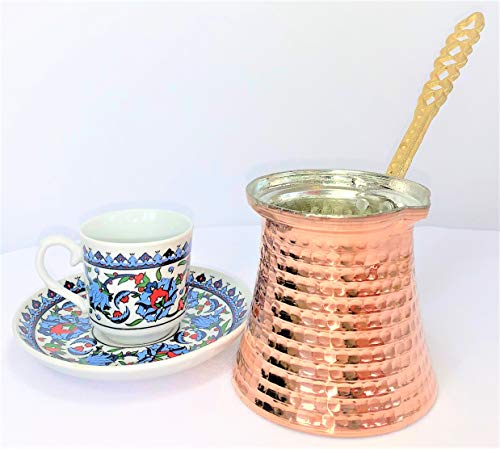 Cafeteira turca Ibrik Cezve Turka Cafeto árabe feito à mão Made de cobre 10 onça 6 xícara de Marmara