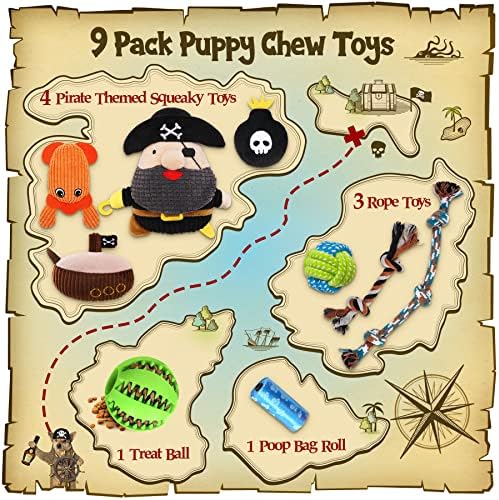 Zeaxuie 9 embalam brinquedos de cachorro de luxo para cachorros pequenos de dentição, brinquedos para mastigar filhotes com brinquedos