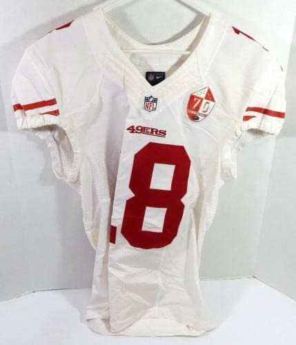 2015 San Francisco 49ers DeAndre White 18 Game usou White Jersey 70 P 40 1 - Jerseys de Jerseys usados ​​da NFL não assinada