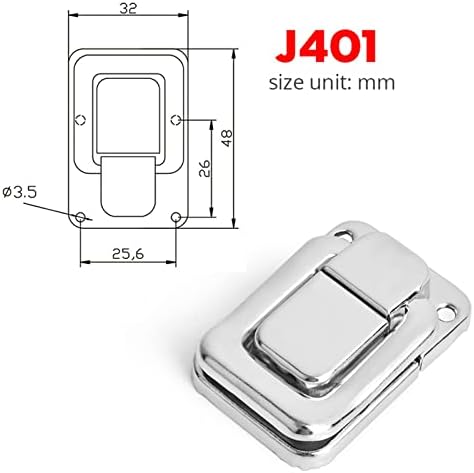 2PCS J107 Caixas de armário de hardware Latcha carregada de mola TOGLE HASP 46 * 21 HASH de aço suave para a porta deslizante Janela