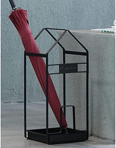 Rack de guarda-chuva de ferro doméstico com roda com bandeja de gotejamento removível, guarda-chuva de metal nórdico simples