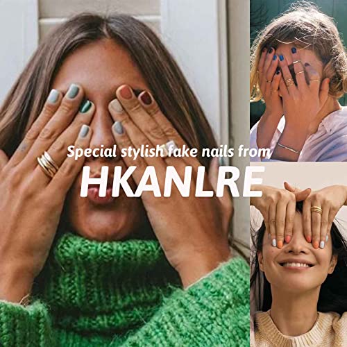 HKANLRE FRANCÊS PRENAGEM ON NEWS STACT STACTE ORANGE FALKS PERIGAS NUSE Acrílico Falso unhas para mulheres e meninas 24pcs