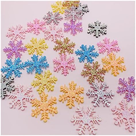 Binnanfang II101 40pcs 3,5cm Glitter Christmas Snowflake Patches Apliques para jóias criativas DIY CLIP DE CABELO DE CRIME