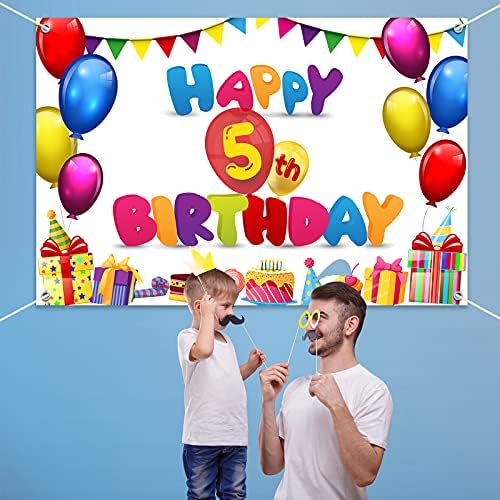 Hamigar 6x4ft Banner de aniversário de 5º aniversário - Banco de decorações de 5 anos de idade de decoração de festas para meninas