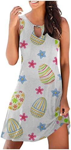 Vestido de verão hthjsco para mulheres verão casual fofo de desenho animado mini -tanque curto tanque vestido de túnica