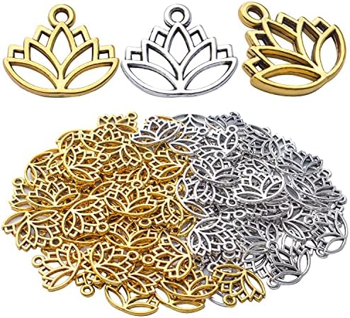 100pcs lotus charme pendentes liga ioga ioga lótus encantos de miçangas de miçangas suprimentos artesanais para pinças de colar