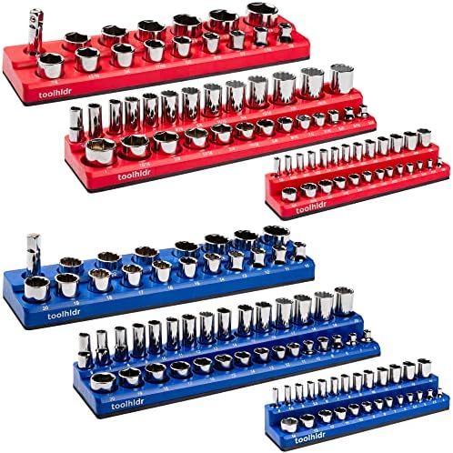 ToolHldr Magnetic Organizer - Métrico e Socoque SACKET Organizador de ferramentas para 1/4 , 3/8, 1/2 unidades - se encaixa