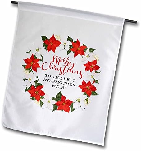 3drose Feliz Natal para a melhor madrasta de todos os tempos - Poinsettia Wreath - Flags