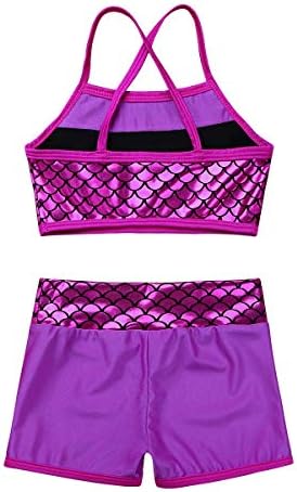 IEFIEL KIDS GIRLS 2PCS TANKINI BALLET DANCE Sports Gym Gym Polca Dots Tank Top Top Bottoms