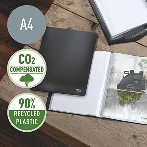 Livro de exibição de Leitz A4, inclui 40 bolsos plásticos fixos, 80 folhas de folha, reciclável, ecológico, alcance de