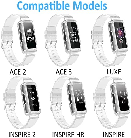 Eseekgo compatível para fitbit ACE 3 Bandas/Fitbit ACE 2 Bandas para crianças, TPU Clear Sport Bands acidentados com estojo