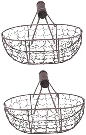 Bestonzon 2pcs de ferro forjado cesto de cesta de pão cesta de recipientes para cestas decorativas de frutas ovos exibem