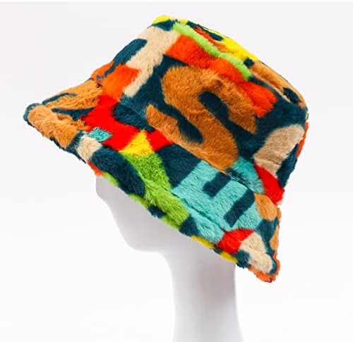 Chapéu de balde difuso para mulheres chapé de peles falsas chapé de peles fofo quente e macio de inverno pescador boné peludo chapéu