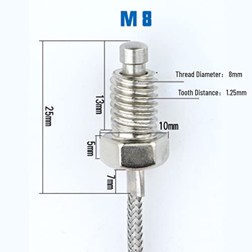 1/2/3m K TermoCouple M8 Frea de parafuso Fio de temperatura de temperatura 0-400