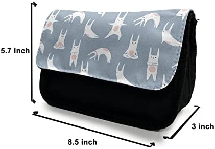 Caixa de lápis de desenho animado lunarable, ioga de animal, bolsa de lápis de caneta com zíper duplo, 8,5 x 5,5, ardósia