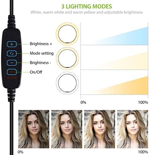 Anel de selfie brilhante Tri-Color Light Compatível com seu Samsung SM-N910AZKEATT 10 polegadas com remoto para transmissão