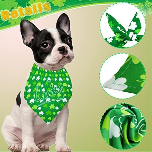 Cão do dia de St. Patrick Bandanas 3pack traje de shamrock sortudo, beijo -me, eu sou irlandês Triângulo Bibs Ajuste