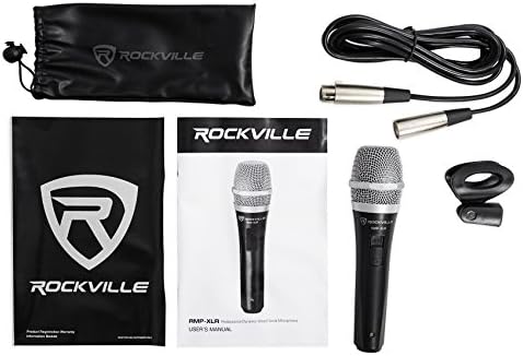 Rockville RMP-XLR Dynamic Cardioid Professional Microfone W/ Cable + Clip, Black