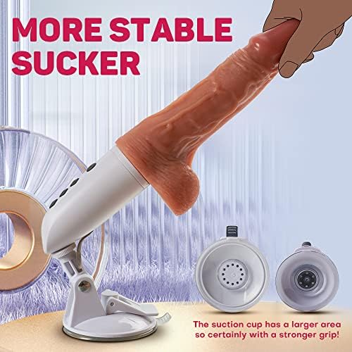 Máquina de sexo empurrando vibrador com alça e otário, vibrador realista de tamanho grande com aquecimento de vibração